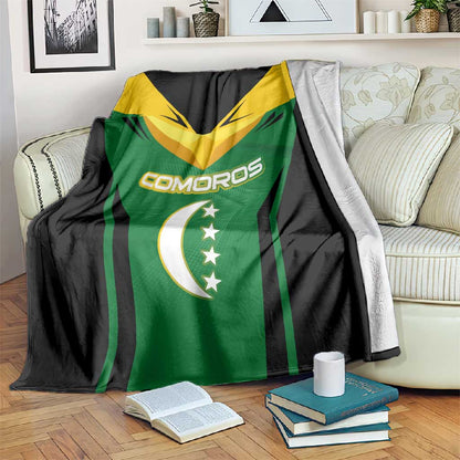 Comoros Blanket - National Colors Green Yellow Black Crescent Moon and Stars Emblem