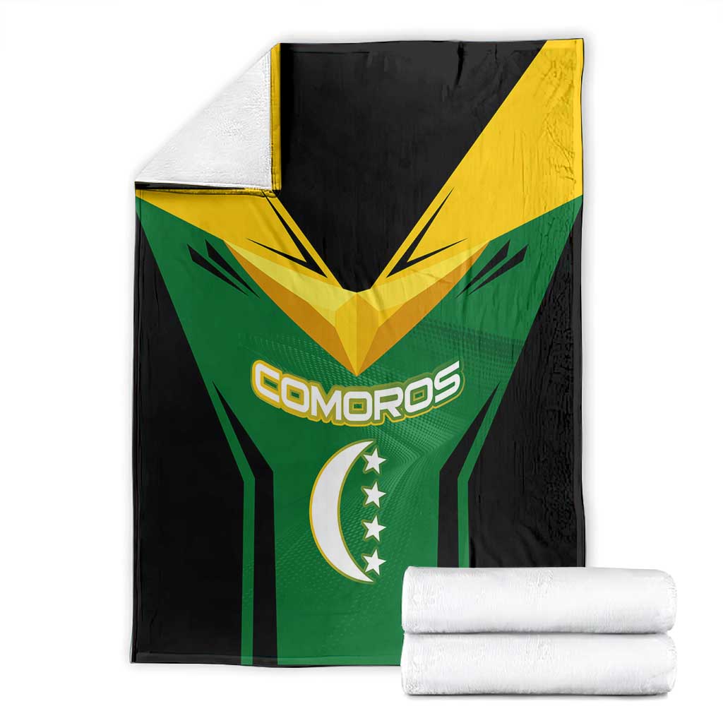 Comoros Blanket - National Colors Green Yellow Black Crescent Moon and Stars Emblem