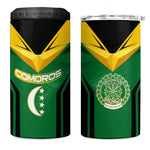 Comoros 4 in 1 Can Cooler Tumbler - National Colors Green Yellow Black Crescent Moon and Stars Emblem