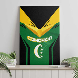 Comoros Canvas Wall Art - National Colors Green Yellow Black Crescent Moon and Stars Emblem