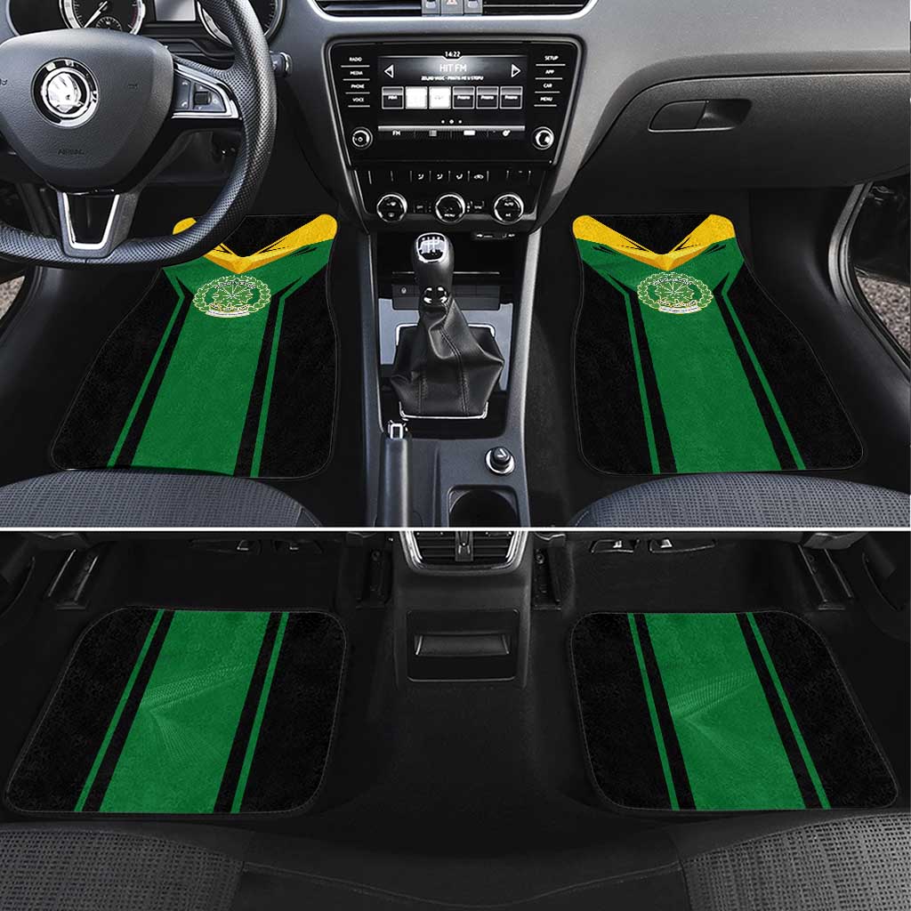 Comoros Car Mats - National Colors Green Yellow Black Crescent Moon and Stars Emblem