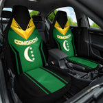 Comoros Car Seat Cover - National Colors Green Yellow Black Crescent Moon and Stars Emblem