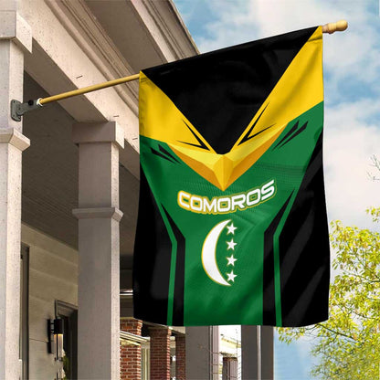 Comoros Garden Flag - National Colors Green Yellow Black Crescent Moon and Stars Emblem