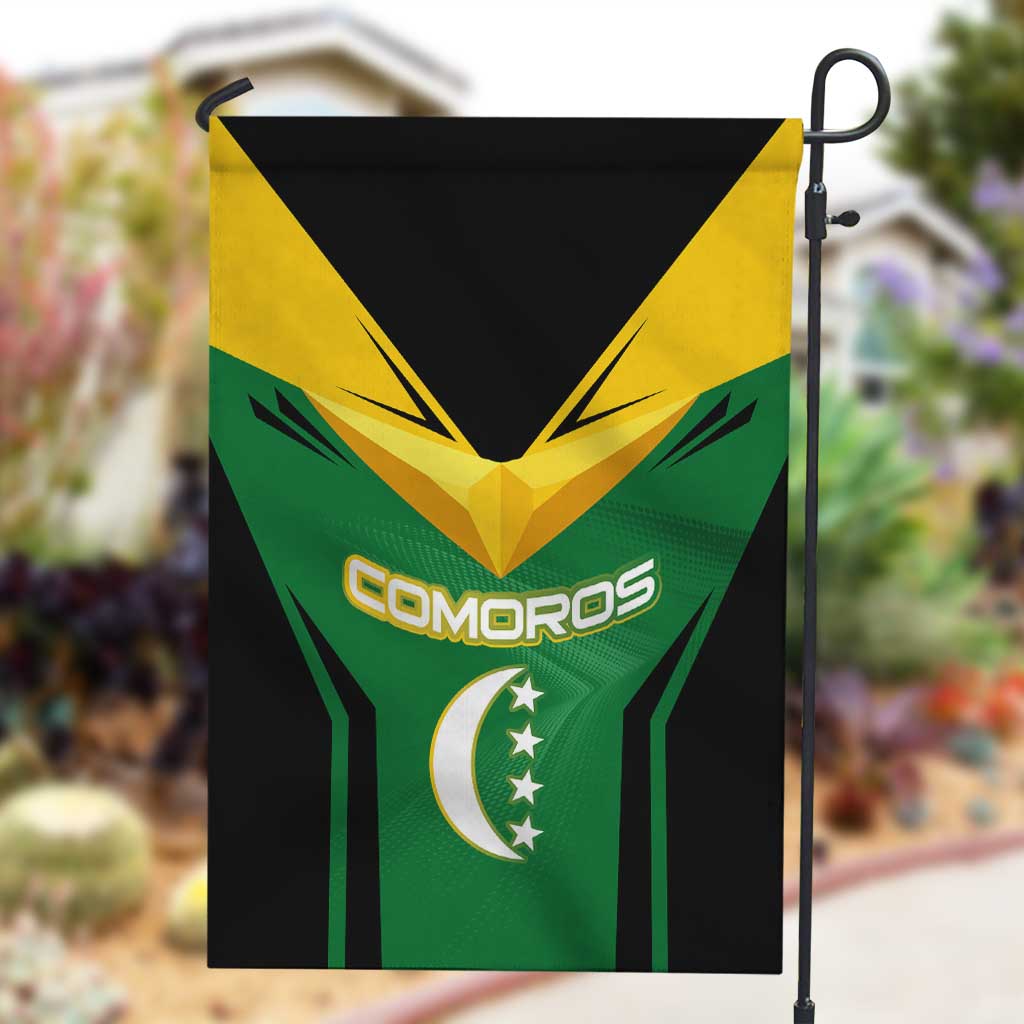 Comoros Garden Flag - National Colors Green Yellow Black Crescent Moon and Stars Emblem