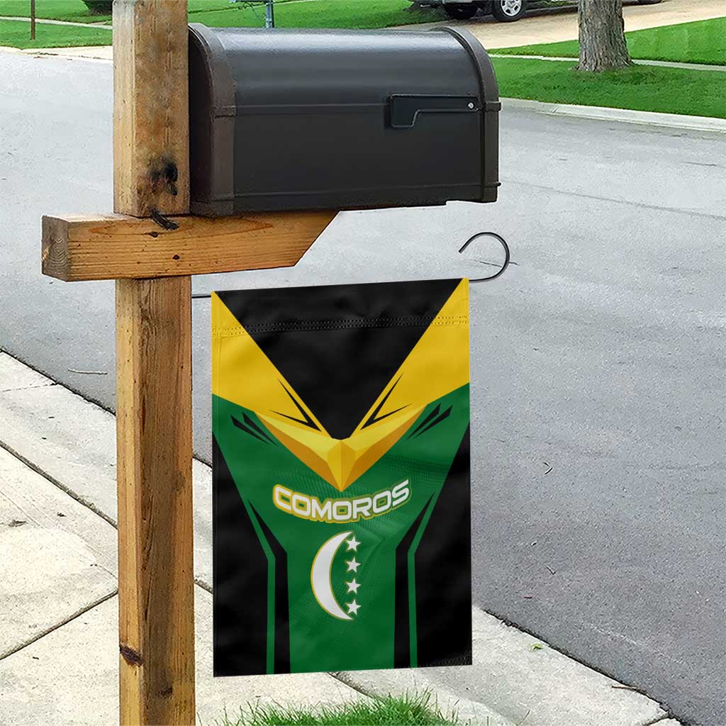 Comoros Garden Flag - National Colors Green Yellow Black Crescent Moon and Stars Emblem