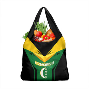 Comoros Grocery Bag - National Colors Green Yellow Black Crescent Moon and Stars Emblem
