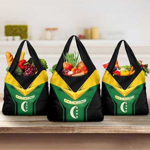 Comoros Grocery Bag - National Colors Green Yellow Black Crescent Moon and Stars Emblem