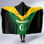 Comoros Hooded Blanket - National Colors Green Yellow Black Crescent Moon and Stars Emblem