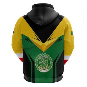 Comoros Hoodie - National Colors Green Yellow Black Crescent Moon and Stars Emblem