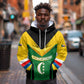 Comoros Hoodie - National Colors Green Yellow Black Crescent Moon and Stars Emblem