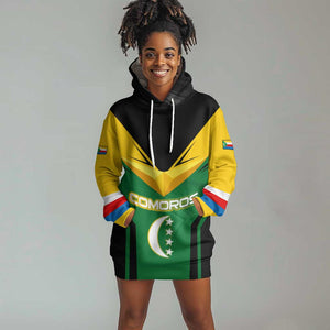 Comoros Hoodie Dress - National Colors Green Yellow Black Crescent Moon and Stars Emblem