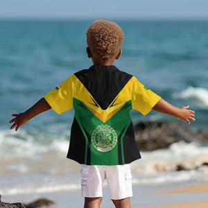 Comoros Kid Hawaiian Shirt - National Colors Green Yellow Black Crescent Moon and Stars Emblem