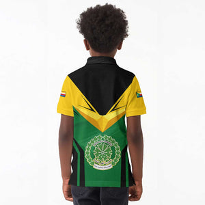 Comoros Kid Polo Shirt - National Colors Green Yellow Black Crescent Moon and Stars Emblem