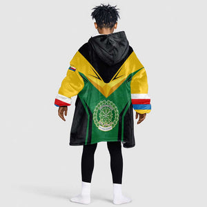 Comoros Kid Wearable Blanket Hoodie - National Colors Green Yellow Black Crescent Moon and Stars Emblem
