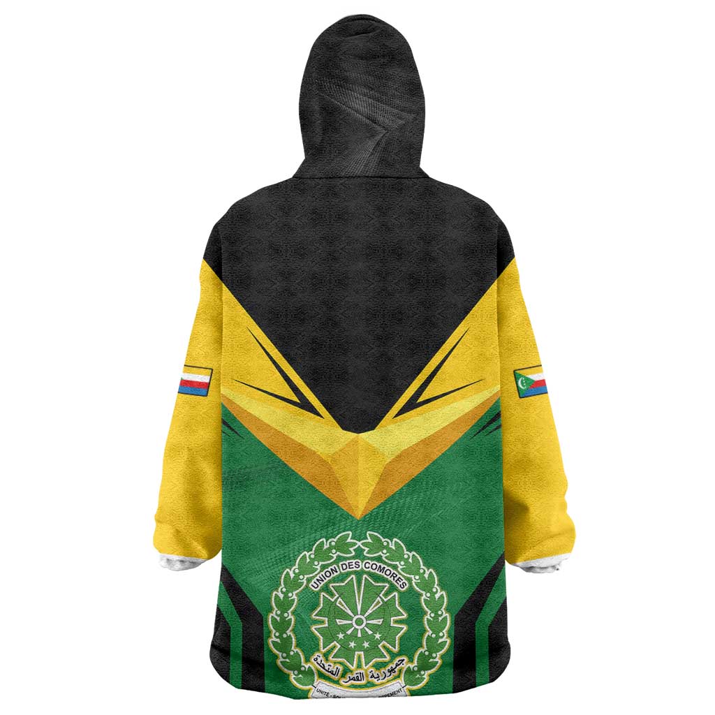 Comoros Kid Wearable Blanket Hoodie - National Colors Green Yellow Black Crescent Moon and Stars Emblem