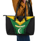Comoros Leather Tote Bag - National Colors Green Yellow Black Crescent Moon and Stars Emblem