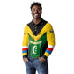 Comoros Long Sleeve Polo Shirt - National Colors Green Yellow Black Crescent Moon and Stars Emblem