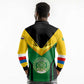 Comoros Long Sleeve Polo Shirt - National Colors Green Yellow Black Crescent Moon and Stars Emblem