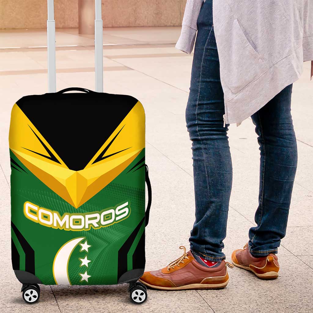 Comoros Luggage Cover - National Colors Green Yellow Black Crescent Moon and Stars Emblem