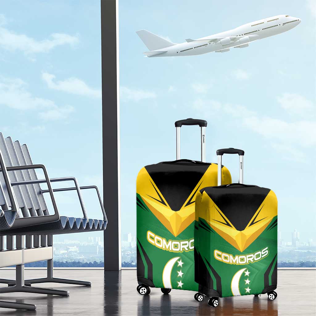 Comoros Luggage Cover - National Colors Green Yellow Black Crescent Moon and Stars Emblem