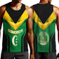 Comoros Men Tank Top - National Colors Green Yellow Black Crescent Moon and Stars Emblem