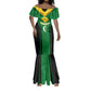 Comoros Mermaid Dress - National Colors Green Yellow Black Crescent Moon and Stars Emblem