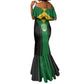 Comoros Mermaid Dress - National Colors Green Yellow Black Crescent Moon and Stars Emblem