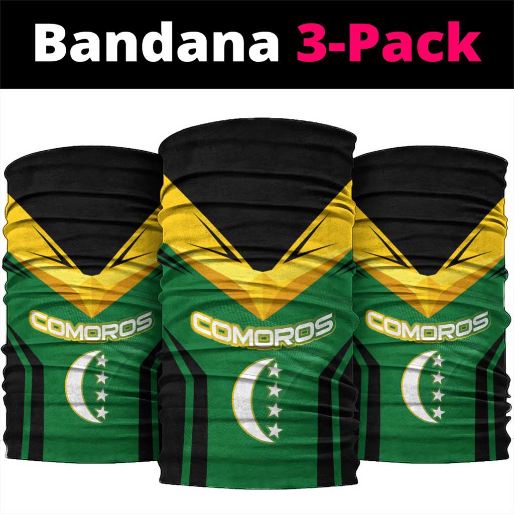 Comoros Neck Gaiter - National Colors Green Yellow Black Crescent Moon and Stars Emblem - African Pride