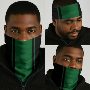 Comoros Neck Gaiter - National Colors Green Yellow Black Crescent Moon and Stars Emblem - African Pride