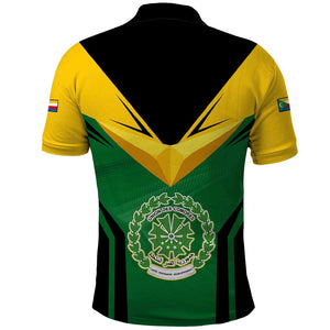 Comoros Polo Shirt - National Colors Green Yellow Black Crescent Moon and Stars Emblem