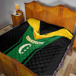 Comoros Quilt - National Colors Green Yellow Black Crescent Moon and Stars Emblem