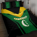 Comoros Quilt Bed Set - National Colors Green Yellow Black Crescent Moon and Stars Emblem