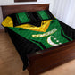 Comoros Quilt Bed Set - National Colors Green Yellow Black Crescent Moon and Stars Emblem