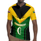Comoros Rugby Jersey - National Colors Green Yellow Black Crescent Moon and Stars Emblem
