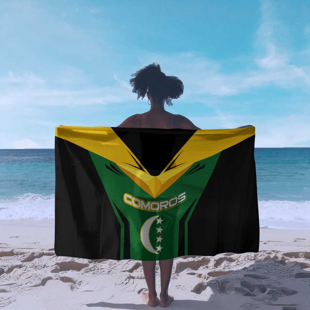 Comoros Sarong - National Colors Green Yellow Black Crescent Moon and Stars Emblem