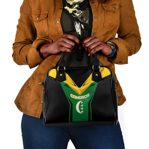 Comoros Shoulder Handbag - National Colors Green Yellow Black Crescent Moon and Stars Emblem