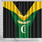 Comoros Shower Curtain - National Colors Green Yellow Black Crescent Moon and Stars Emblem
