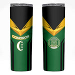 Comoros Skinny Tumbler - National Colors Green Yellow Black Crescent Moon and Stars Emblem