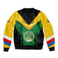 Comoros Sleeve Zip Bomber Jacket - National Colors Green Yellow Black Crescent Moon and Stars Emblem