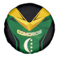 Comoros Spare Tire Cover - National Colors Green Yellow Black Crescent Moon and Stars Emblem
