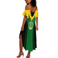Comoros Summer Maxi Dress - National Colors Green Yellow Black Crescent Moon and Stars Emblem