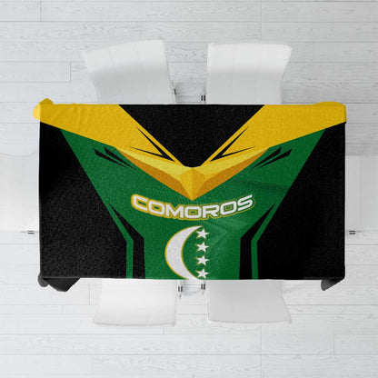 Comoros Tablecloth - National Colors Green Yellow Black Crescent Moon and Stars Emblem