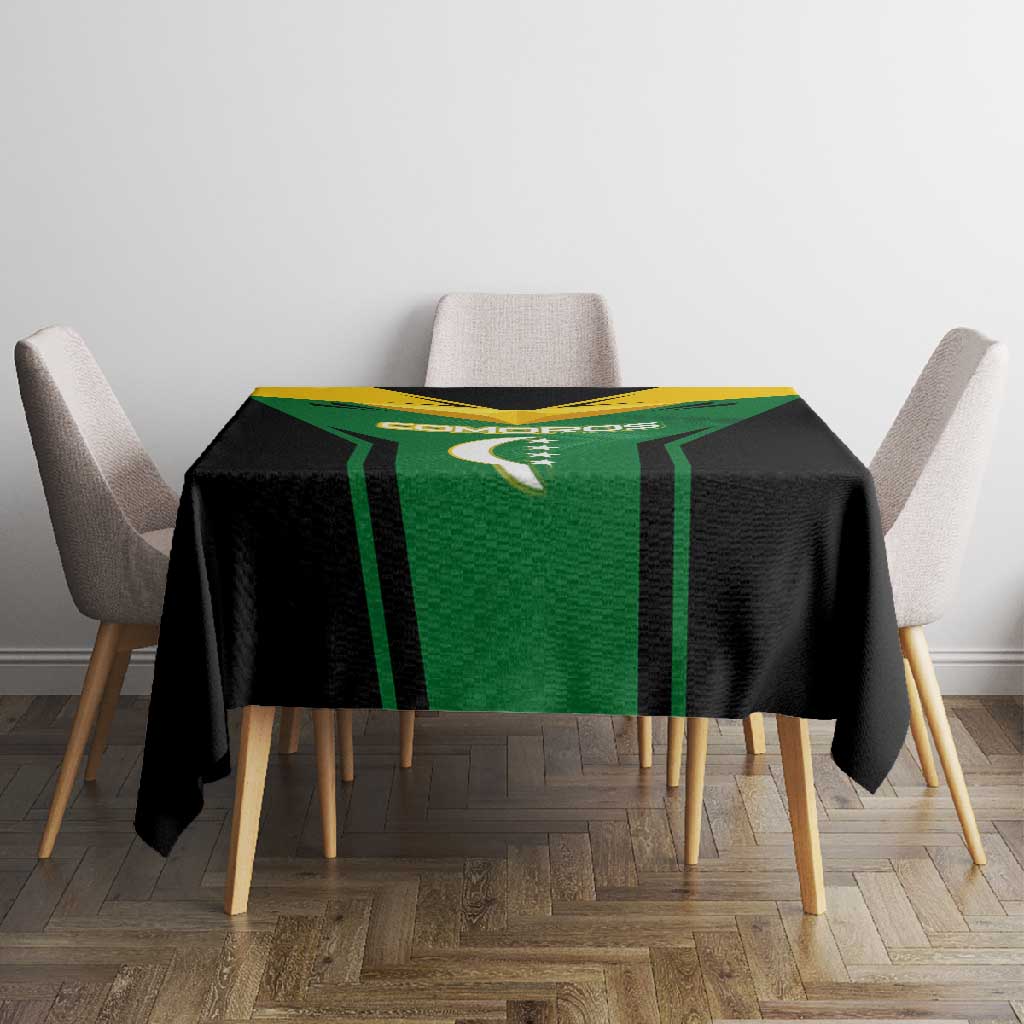Comoros Tablecloth - National Colors Green Yellow Black Crescent Moon and Stars Emblem