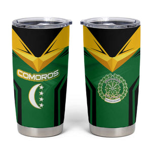Comoros Tumbler Cup - National Colors Green Yellow Black Crescent Moon and Stars Emblem