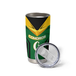 Comoros Tumbler Cup - National Colors Green Yellow Black Crescent Moon and Stars Emblem