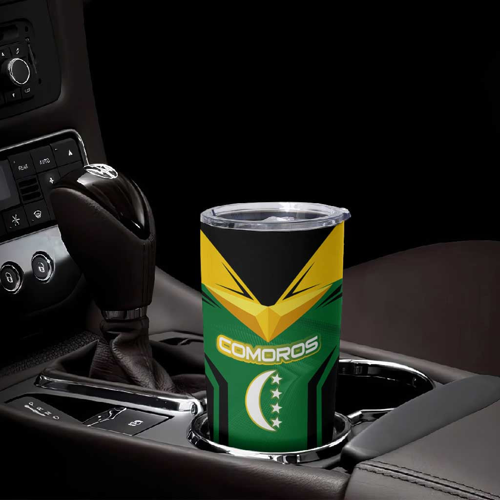 Comoros Tumbler Cup - National Colors Green Yellow Black Crescent Moon and Stars Emblem