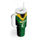 Comoros Tumbler With Handle - National Colors Green Yellow Black Crescent Moon and Stars Emblem