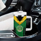 Comoros Tumbler With Handle - National Colors Green Yellow Black Crescent Moon and Stars Emblem