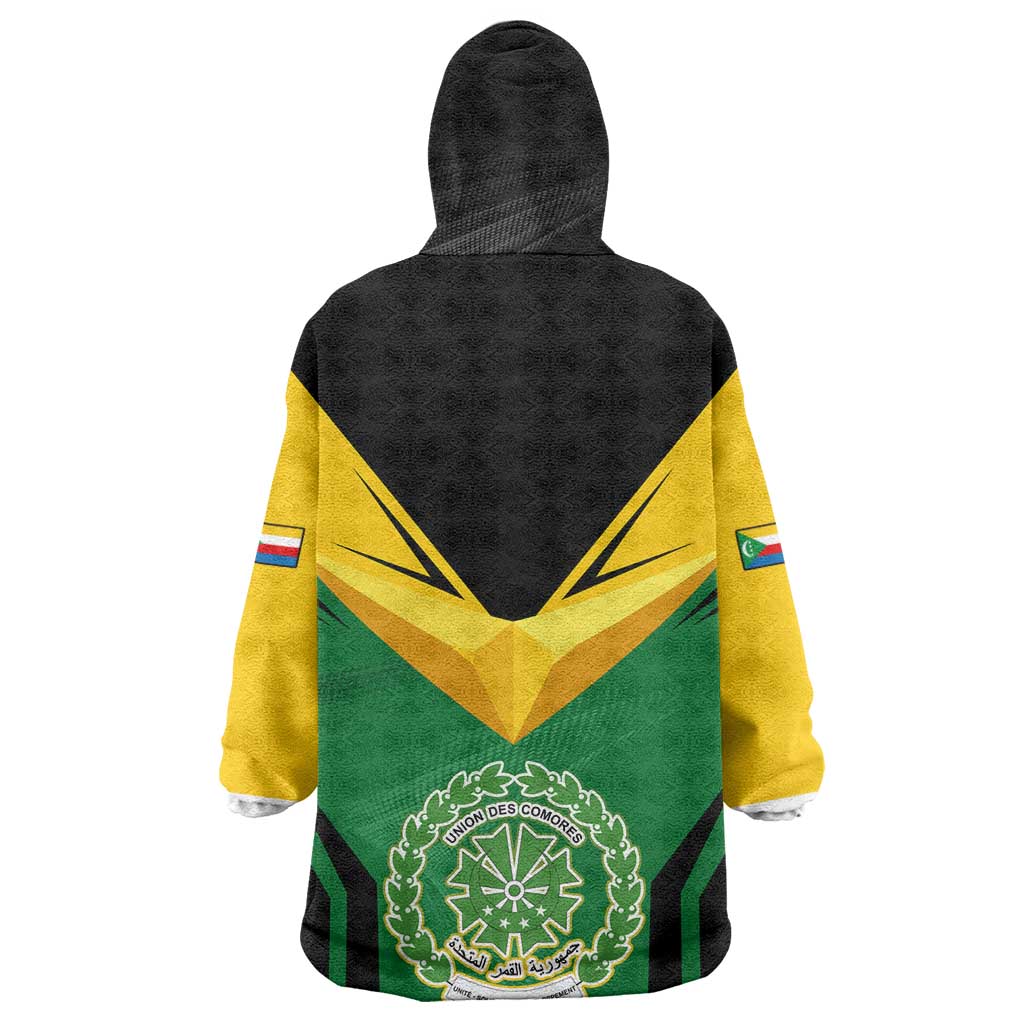 Comoros Wearable Blanket Hoodie - National Colors Green Yellow Black Crescent Moon and Stars Emblem