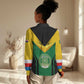 Comoros Women Casual Shirt - National Colors Green Yellow Black Crescent Moon and Stars Emblem